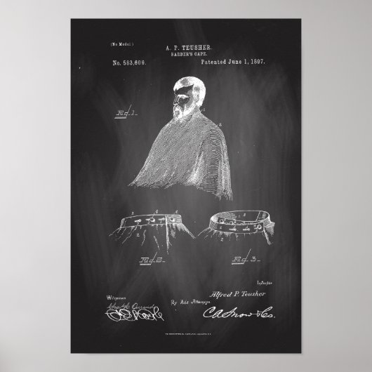 Barber's Cape Antiek Patent Poster Chalkboard (Voorkant)