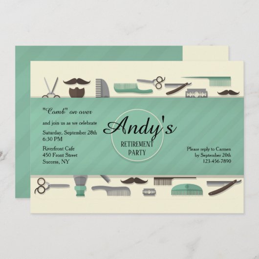 Barber's Tools Invitation Kaart (Voorkant / Achterkant)