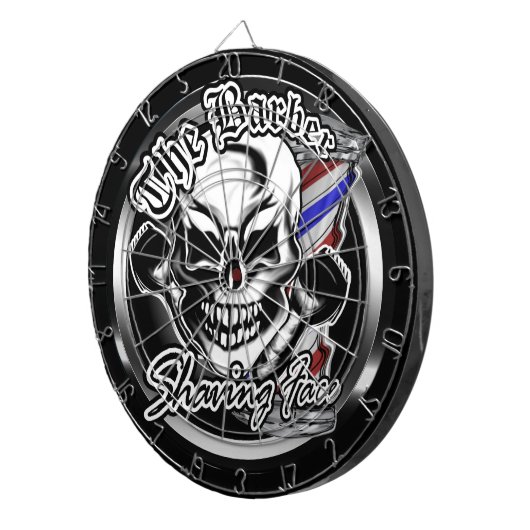 Barberschedel: Scheergezicht Dartbord (Voorkant Rechts)