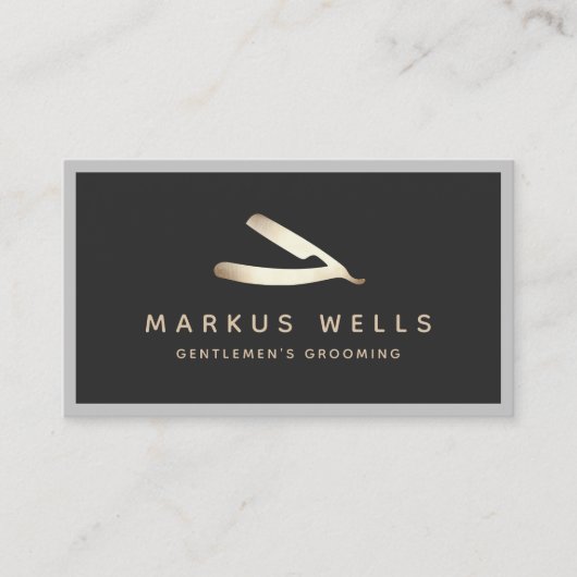Barbershop Barber Black Straight Razor Appointment Visitekaartje (Voorkant)