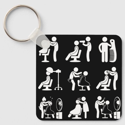 Barbershop Barber en Haarstylist Saloon Routine Sleutelhanger (Voorkant)