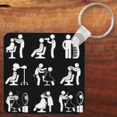 Barbershop Barber en Haarstylist Saloon Routine Sleutelhanger (Achterkant)