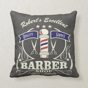 Barbershop Barber Hipster Stylist Pole Red Blue Kussen