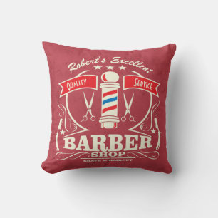 Barbershop Barber Hipster Stylist Red White Kussen