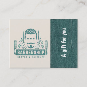 Barbershop blauw jeans textuur Cadeaubon Kortingskaartje