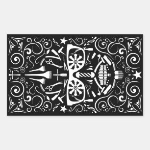 barbershop dia de los muertos rechthoekige sticker