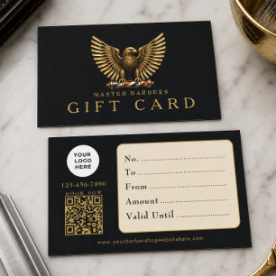 Barbershop Gouden Adelaar Logo Qr Code Cadeaubon Visitekaartje