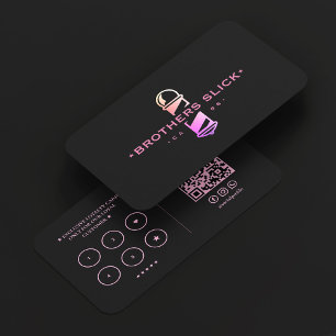 Barbershop Loyalty Card Barberspaal Roze Zwart Visitekaartje