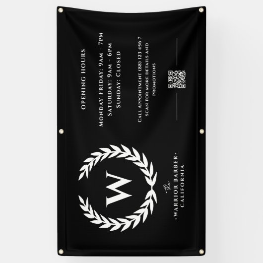 Barbershop moderne Heures d'ouverture Bannière Sig (Vertical)
