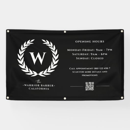 Barbershop moderne Heures d'ouverture Bannière Sig (Horizontal)