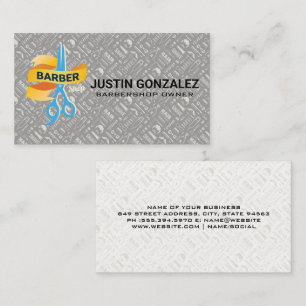 Barbershop Patroon   Barber Scissors Logo Visitekaartje