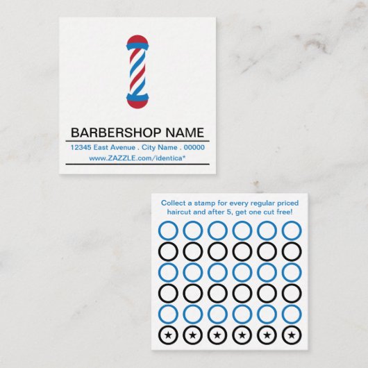 Barbershop Pole Stamp Card Klantenkaartje (Voorkant / Achterkant)