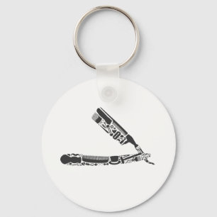 barbershop razor iconen sleutelhanger