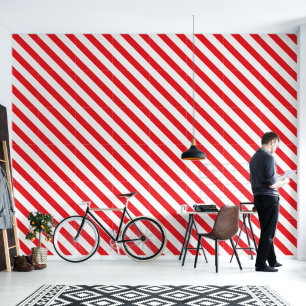 Barbershop Red and White Stripe Pole Behang