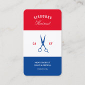 Barbershop Rood Wit Blauw Modern Barber Visitekaartje (Voorkant)