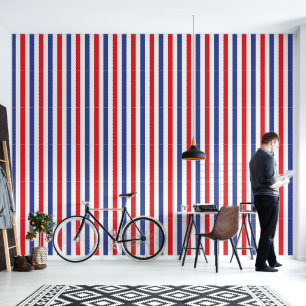 Barbershop Rood, Wit en Blauw Verticale Streep Behang