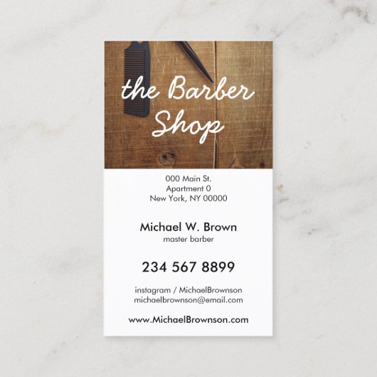 BarberShop Rustic Wood hipster Visitekaartje (Achterkant)