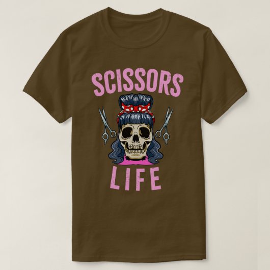 Barbershop Scissor Life Hairdresser Skull Barber T-shirt (Design voorkant)