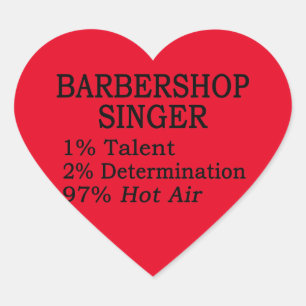 Barbershop Singer Hot Air Heart Sticker