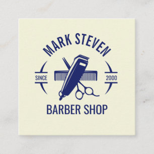 Barbershop Vintage Beige Kleur Haar stijlvol Vierkante Visitekaartje