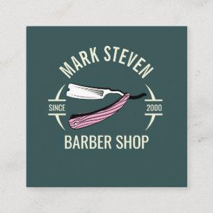 Barbershop Vintage Grijze Haar stijlvol Vierkante Visitekaartje