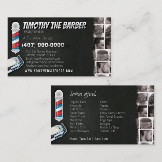 Barbershop Visitekaartje-Barberpool, clippers Visitekaartje (Voorkant / Achterkant)