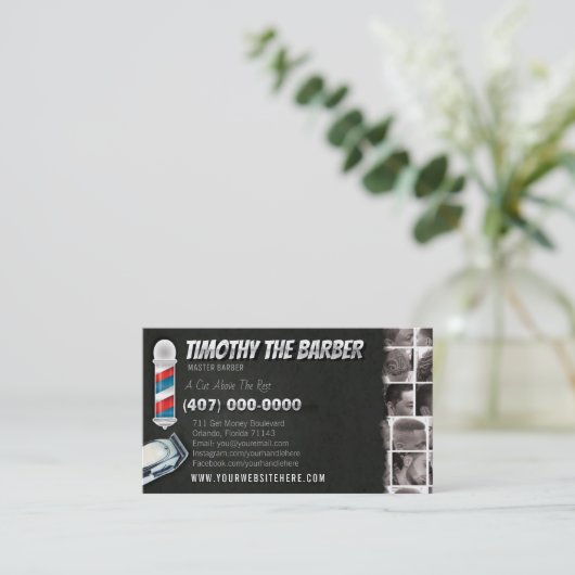 Barbershop Visitekaartje-Barberpool, clippers Visitekaartje (Staand voorkant)
