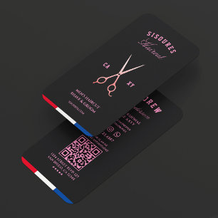 Barbershop Zwart Roze Scharen Rood Wit Blauw Visitekaartje