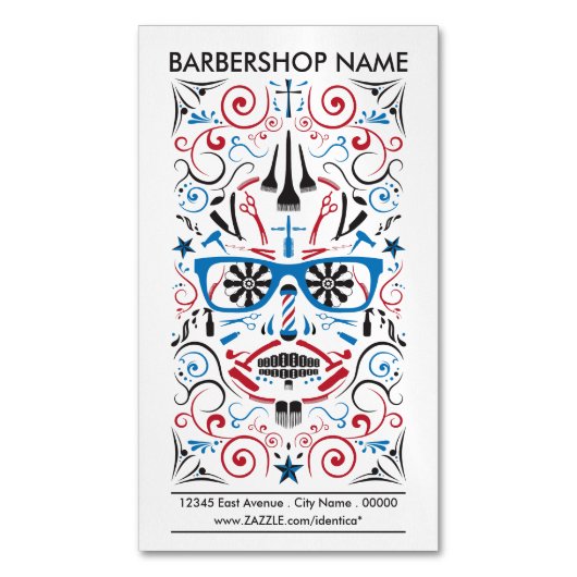 barberwinkel visitekaartje magneet (Voorkant Verticaal)