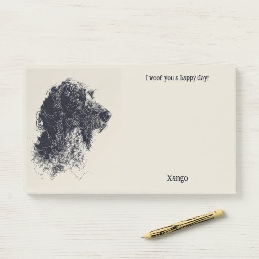 Barbet Abstract Art Dog Naam Post-it® Notes (Op bureau)