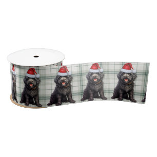 Barbet Black Dog Holiday Plaid Grappige Kerst Lint