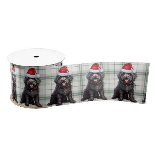 Barbet Black Dog Holiday Plaid Grappige Kerst Lint (Spoel)