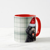 Barbet Dog Holiday Green Plaid Kerstmis Mok (Voorkant rechts)