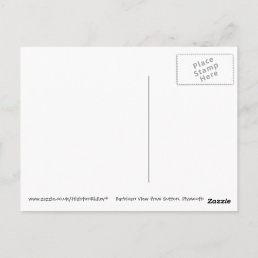 Barbican Uitzicht uit Sutton, Plymouth briefkaart (Achterkant)