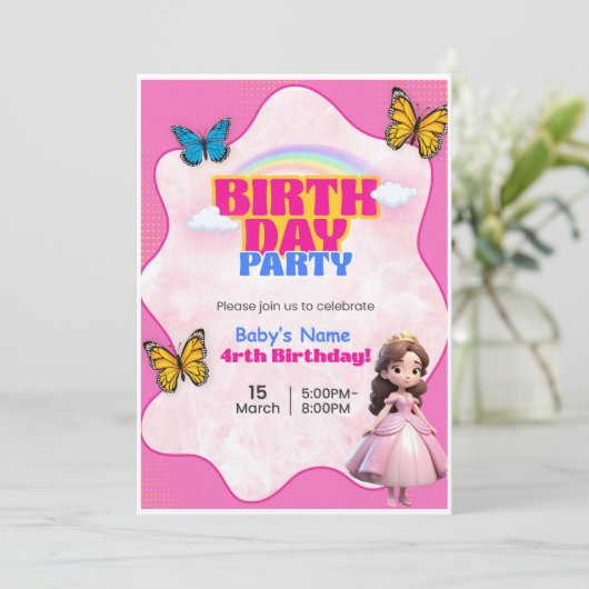 Barbie Birthday Invitation  (Debout devant)