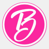 Barbiecore Calligrafie Letter Heet Roze Ronde Sticker (Voorkant)