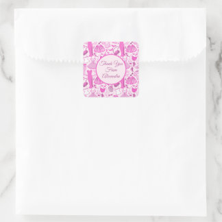 Barbiecore Roze en Hot Roze Mode Patroon Vierkante Sticker