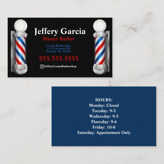 Barbier et Carte de visite de mât (Devant / Derrière)