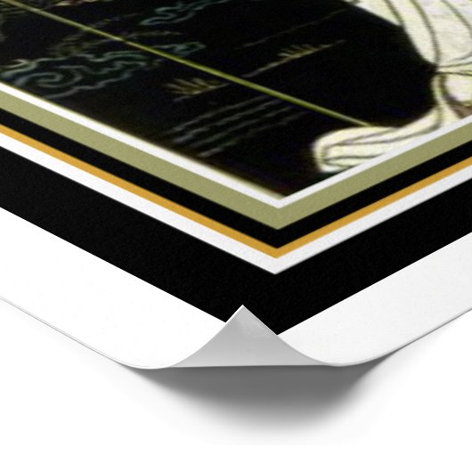 Barbier "fourrure blanche" Art Déco Mode Imprimer  (Coin)