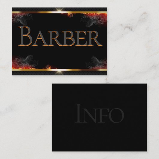 Barbier noir, gris, Carte de visite or (Devant / Derrière)