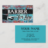 Barbier pour l'embauche Cartes de visite - bleu ro (Devant / Derrière)