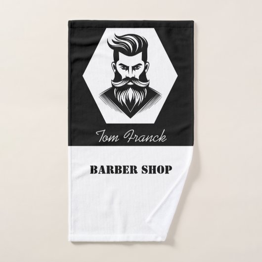 Barbier professionnel Boutique noir et blanc Barbe (Serviette à main)