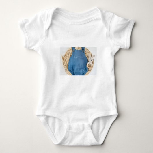 Barboteuse bébé imprimé salopette bleue mignonne – (Devant)