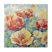 Barb's Poppies Decoratieve Accent Tegel