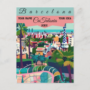 Barceloma Travel Briefkaart Art, Catalonië Reiskun