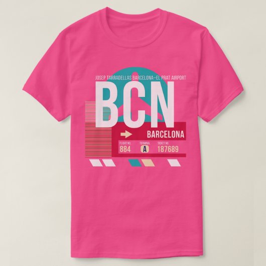 Barcelona BCN Airport Code Bagage Label 3 T-shirt (Design voorkant)