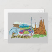 Barcelona, beroemde stad Spanje Briefkaart (Voorkant / Achterkant)