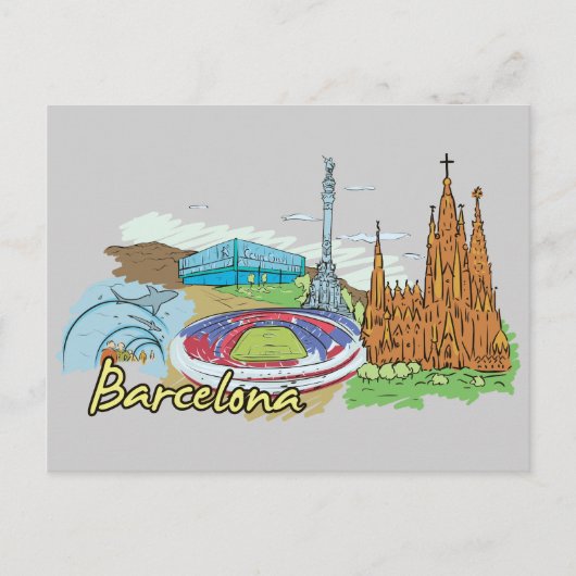 Barcelona, beroemde stad Spanje Briefkaart (Voorkant)