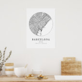 Barcelona Cartografie Kaart Poster (Keuken)