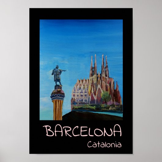 Barcelona Catalogne Sagrada Familia Retro Poster (Devant)